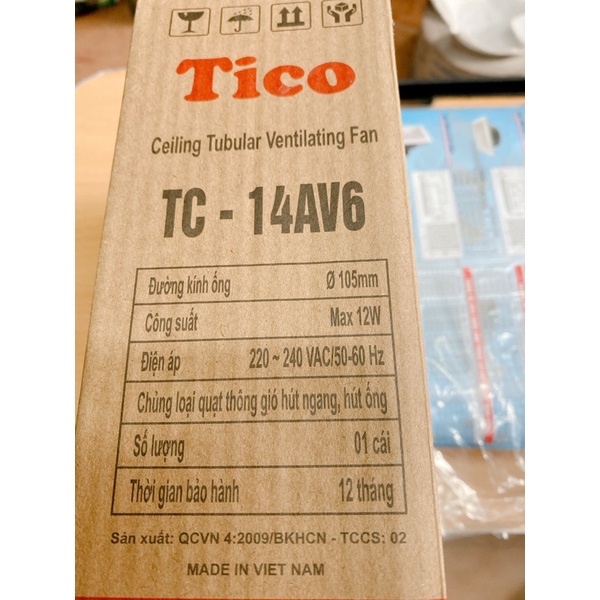 Quạt hút thông gió 1 chiều TICO- 14AV6