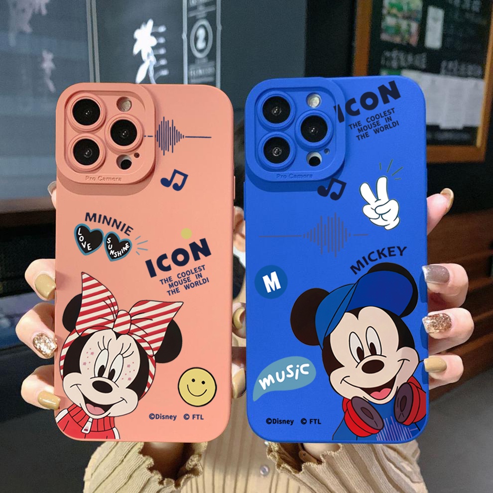 Ốp Điện Thoại Góc Vuông In Hình Chuột Mickey Cho iPhone 14 Plus 13 Pro Max 12 iPhone 11 XR 8 7 SE 2022