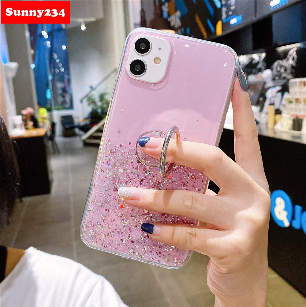 Ốp Lưng Kim Tuyến Nước Kèm Nhẫn Móc Ngón Tay Cho Iphone 12 11 Pro Max Iphone 6 6s 7 8 Plus