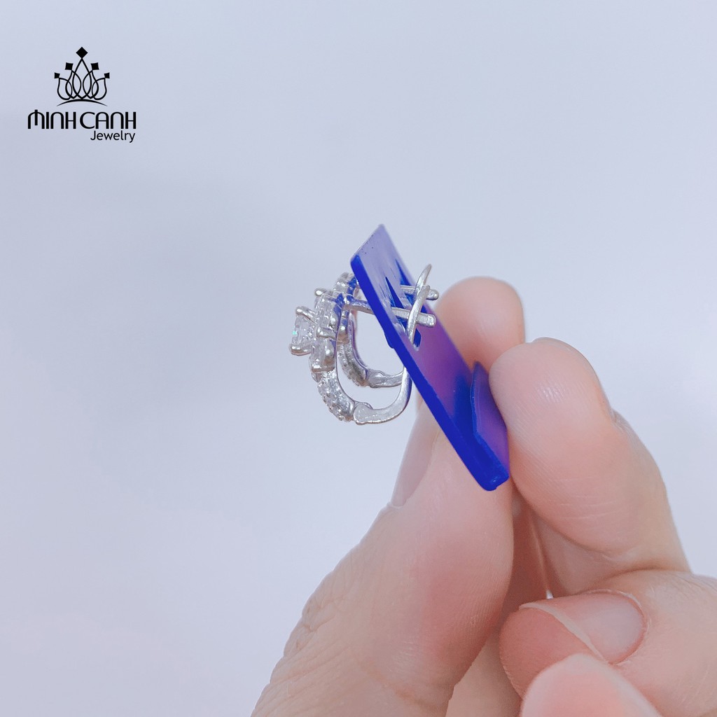 Bông Tai Bạc Khóa Bấm Họa Tiết Hình Hoa - Minh Canh Jewelry