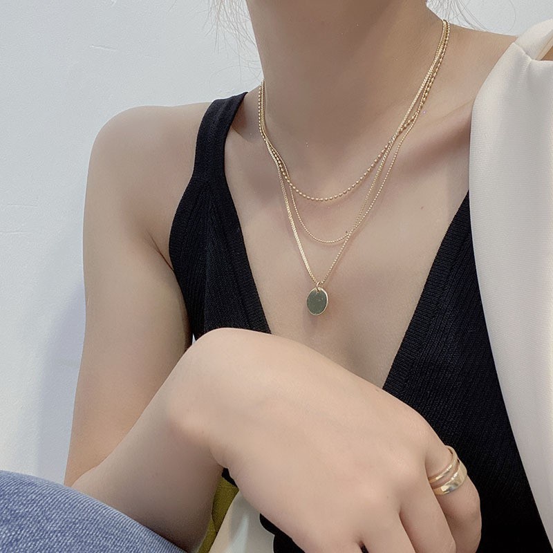 Vòng cổ ba lớp bằng kim loại thời trang dành cho nữ
