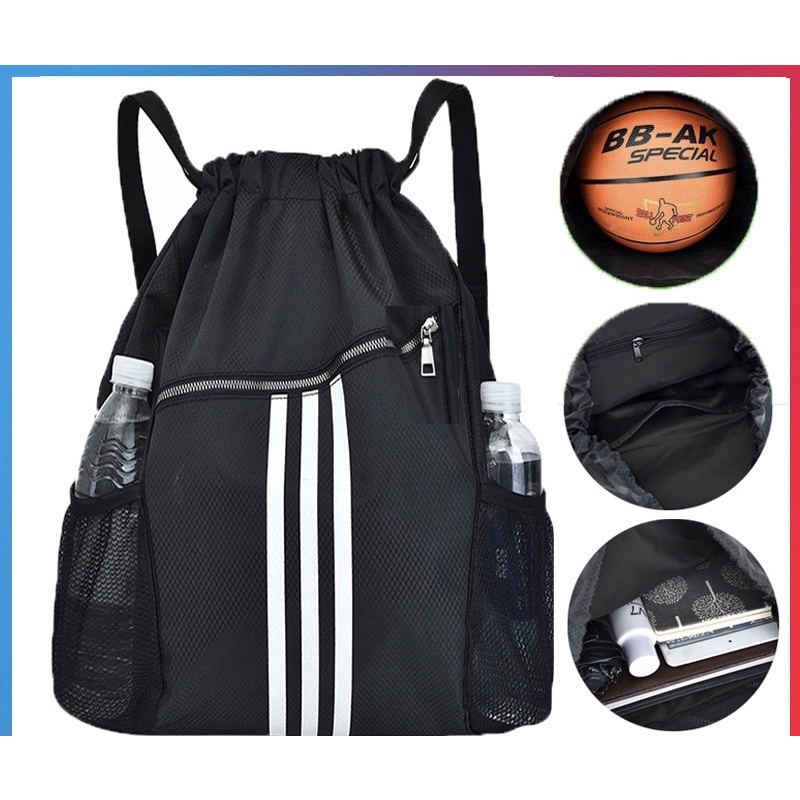 [SẴN] Balo thể thao 3 sọc kéo khoá, chống nước đi đá bóng, GYM, du lịch
