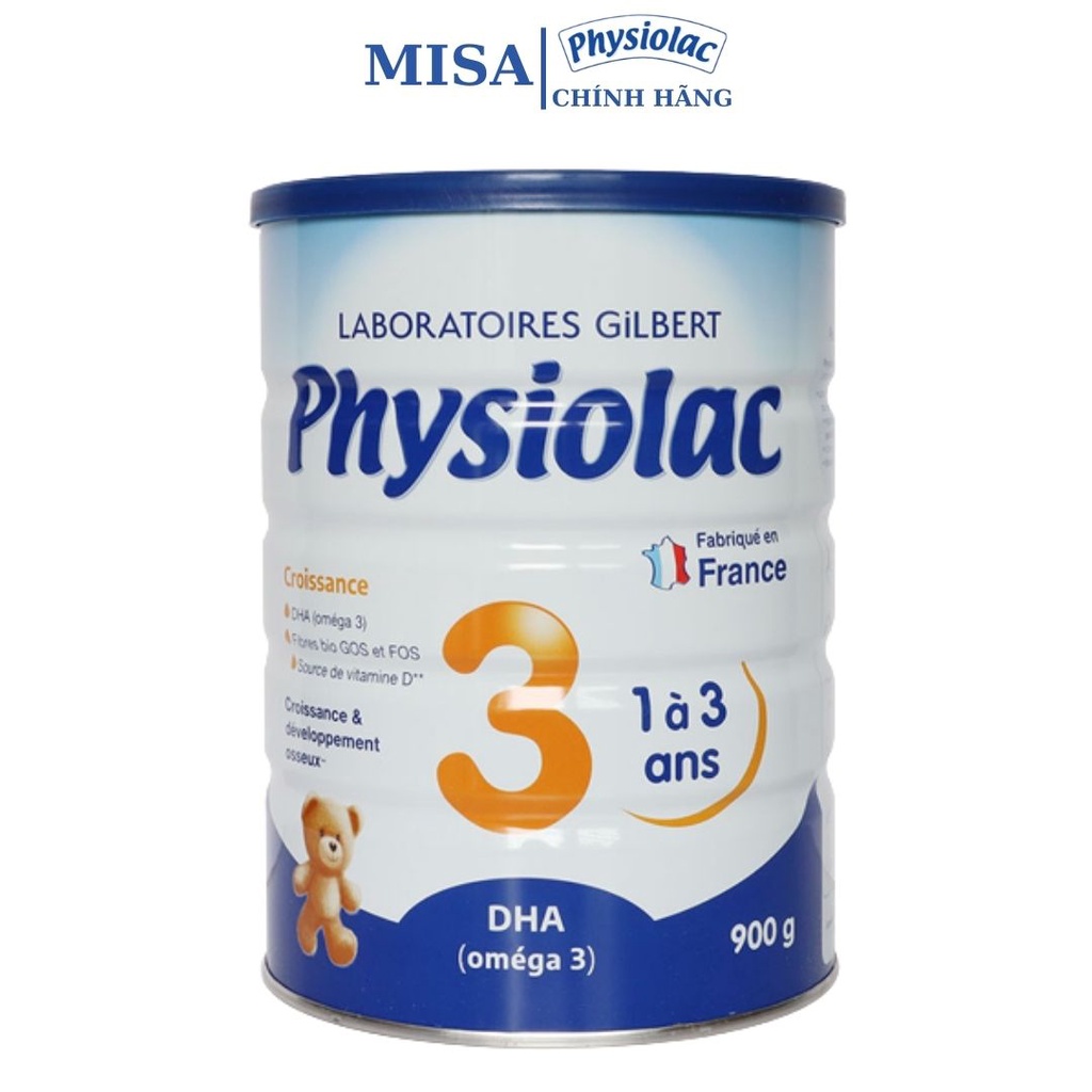 Sữa bột Physiolac số 3 900g 1 lon, cho trẻ 1-3 tuổi date 12/2023