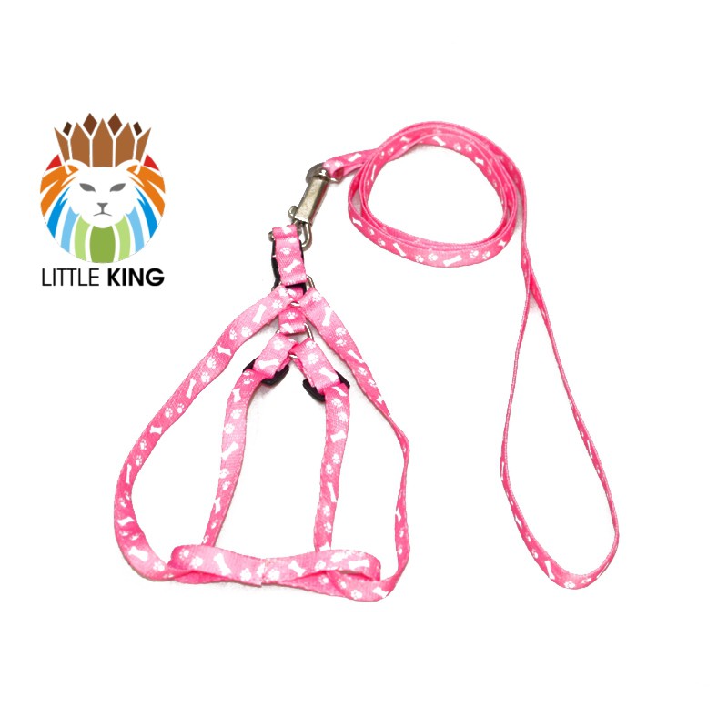 Dây dắt chó mèo kèm đai yếm vải mỏng bản 1cm cho chó mèo cỡ nhỏ Little King pet shop