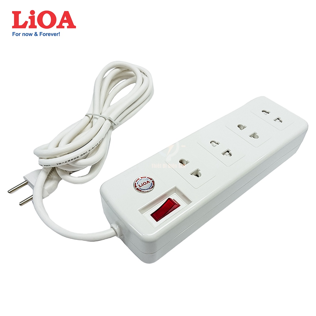 Ổ cắm điện công suất lớn, ổ cắm chịu tải, cao cấp, LIOA,  chịu tải 3300W, 4 ổ cắm, 1 công tắc, 4SS2.5-2