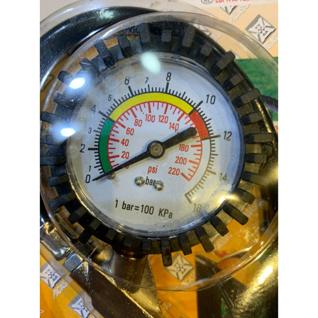 Bơm Hơi Kèm Đông Hồ Đo Áp Suất Lốp Ô TÔ XE Máy 25/D