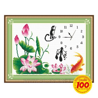 ĐH thêu chữ thập Cha mẹ - hoa sen cá chép < 56673 > chưa thêu