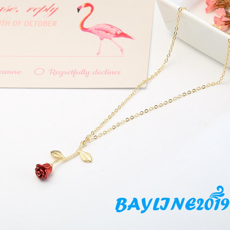 Dây Chuyền Mạ Vàng Mặt Hình Hoa Hồng Lãng Mạn Cho Nữ