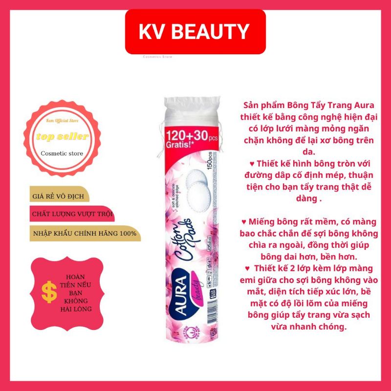 COMBO 2 GÓI Bông Tẩy Trang Aura 150 miếng – EU