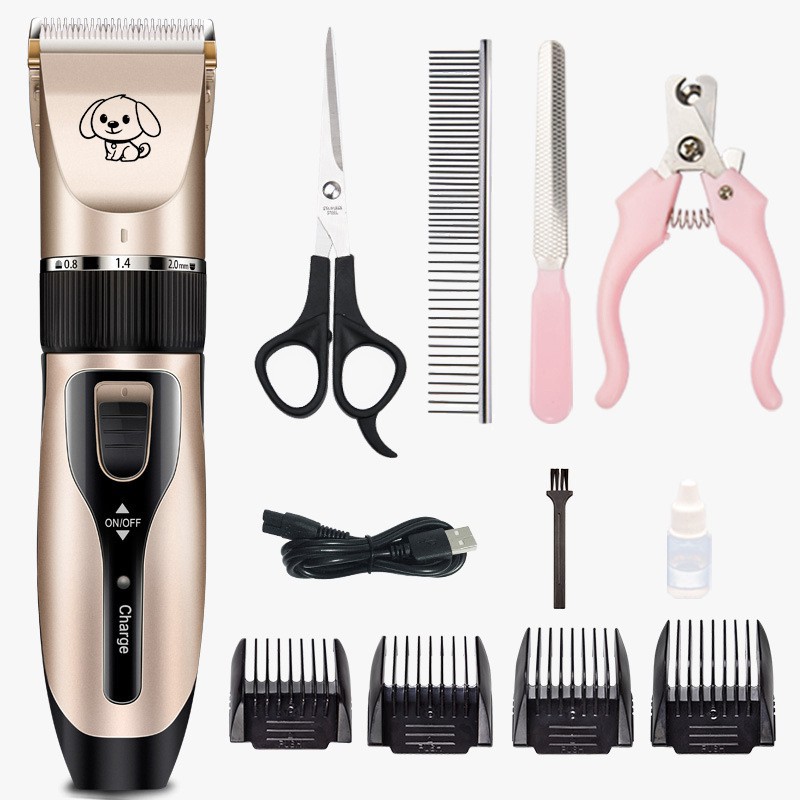 [BỘ LÀM ĐẸP CÚN CƯNG] Tông đơ cắt lông chó mèo Pet Grooming Kit, Máy cắt tỉa lông chó, lược,kéo,chăm sóc móng thú cưng