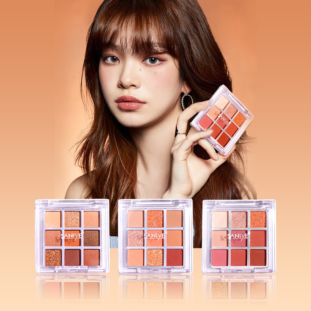 [Hàng mới về] Bảng Phấn Mắt Saniye 9 Màu Sắc Hiệu Ứng Lì / Ánh Nhũ Thời Trang Lấp Lánh