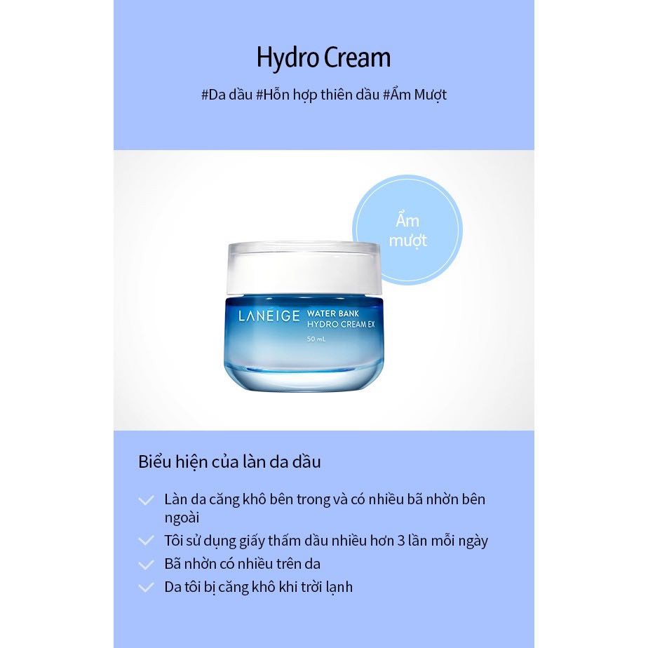 Kem dưỡng ẩm Laneige Water Bank Hydro Cream EX  mini 20ml chính hãng Hàn Quốc.