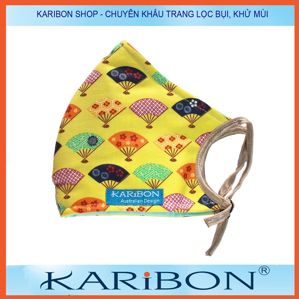 Khẩu trang Karibon Cotton họa tiết Nhật Bản có than hoạt tính 8 lớp phong cách Nhật Bản. | BigBuy360 - bigbuy360.vn