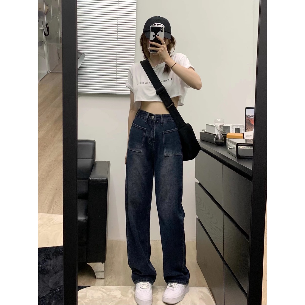 Quần Jean Ống Rộng Phong Cách Năng Động Trẻ Trung Dành Cho Nữ