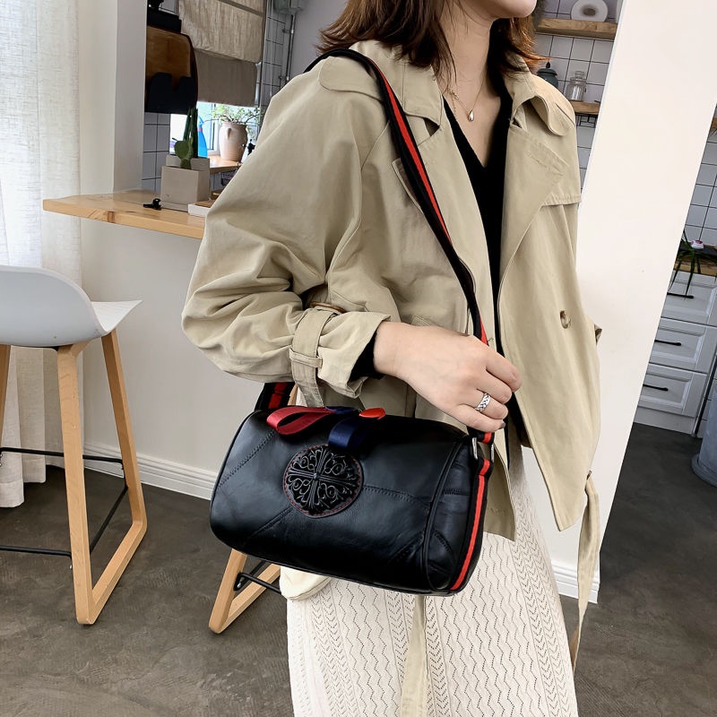 [Luo Nimei Authentic] Túi Đeo Chéo Da Cừu Mềm Sức Chứa Lớn Phong Cách Hàn Quốc Thời Trang Thu Đông Tre