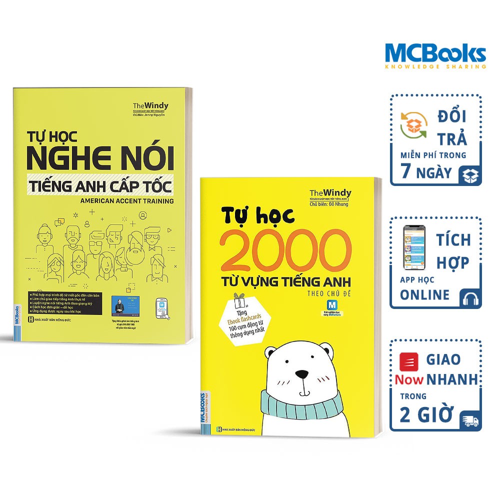 Sách - Combo Tự Học Nghe Nói Tiếng Anh Cấp Tốc và 2000 Từ Vựng Tiếng Anh Theo Chủ Đề - Học Kèm App Online