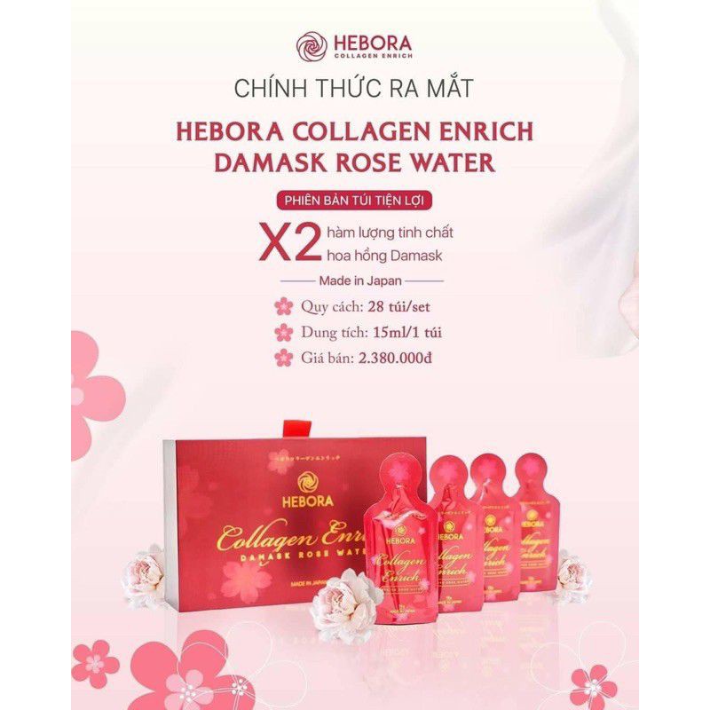 [chính hãng mẫu mới]dạng gói Hebora Collagen x2  Thơm Tự Thân Eo Thon Trắng Da