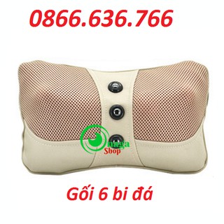 Gối mát xa 6 bi xoay hồng ngoại