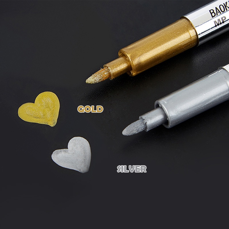Màu vàng bạc kim loại Bút chống thấm nước 1.5mm Bút đánh dấu Bút vẽ bút tự làm Bút vẽ thủ công Bút văn phòng phẩm