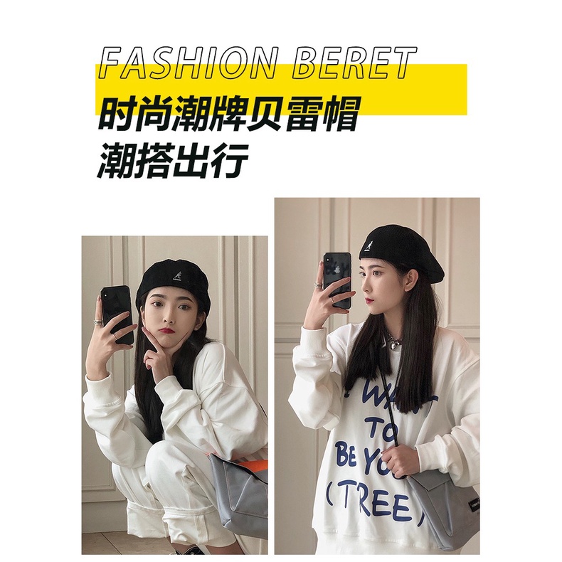 Mũ beret Phối Lưới Mỏng Họa Sĩ Kangol Phong Cách Anh Quốc Nhật Bản Thời Trang Xuân Hè Cho Nữ