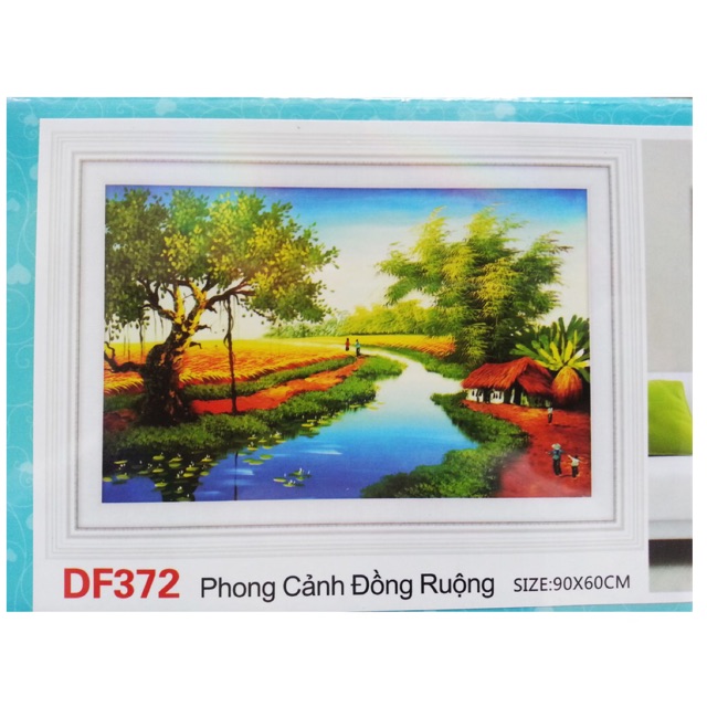 tranh đính đá phong cảnh đồng quê 90*60cm