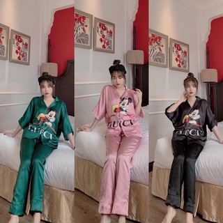 Đồ ngủ Pijama lụa Mickey Gucci