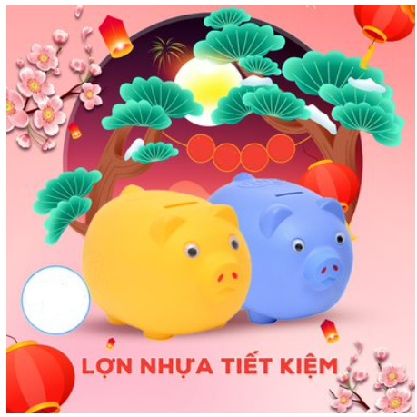 Lợn nhựa tiết kiệm tiền cho bé 3 size Việt Nhật (2980/2981/2982)