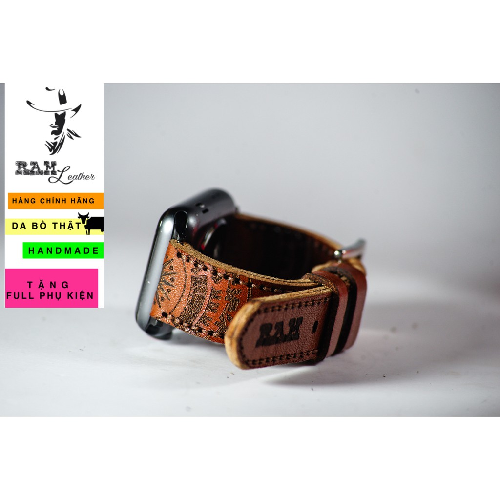 Dây Apple Watch , iWatch , iphone Watch da bò vachetta vegtan Italia Trống Đồng Việt Nam RAM Leather