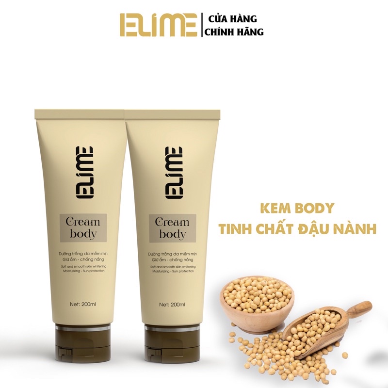 2 Tuýp Kem Body Elime Dưỡng Trắng Da Toàn Thân Tinh Chất Đậu Nành 200ml