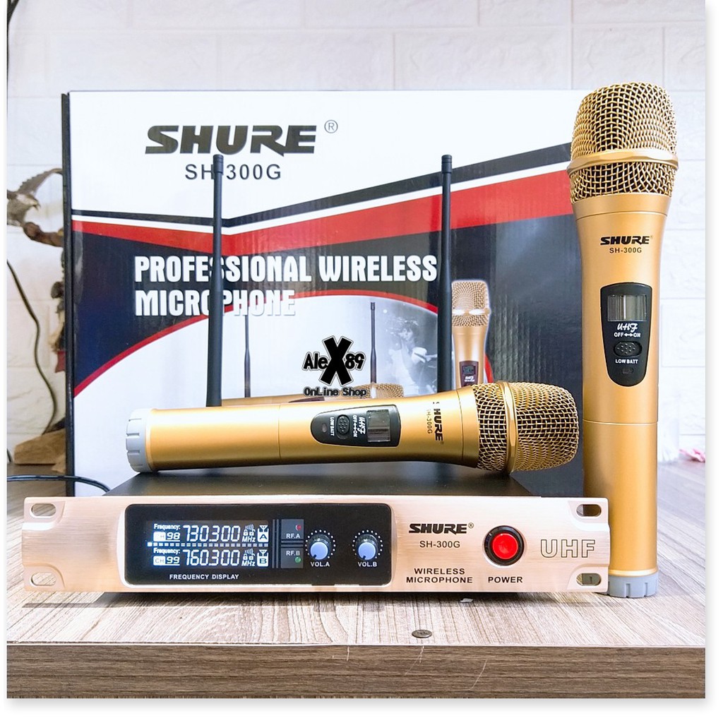 [ XẢ kHO ]·Bộ 2 Micro Không Dây Và Đầu Thu SHURE SH-300G Hát Karaoke (shures) Micro Kèm Đầu Thu Không Dây, Micro Hát Kar