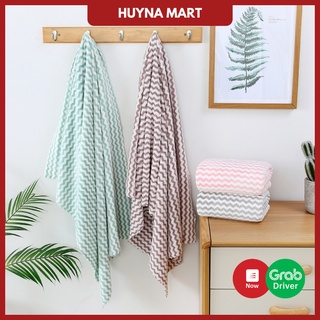 Khăn Tắm Lông Cừu Cỡ Đại Xuất Hàn Khổ 70x140cm Kẻ Sọc Siêu Dày, Mềm Mịn, Thấm Hút Cực Tốt NT13