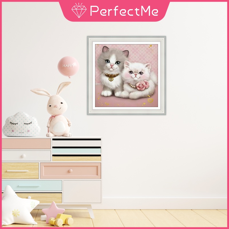 Bộ tranh đính đá 5D DIY hình mèo và chó dễ thương trang trí phòng ngủ cho cặp đôi