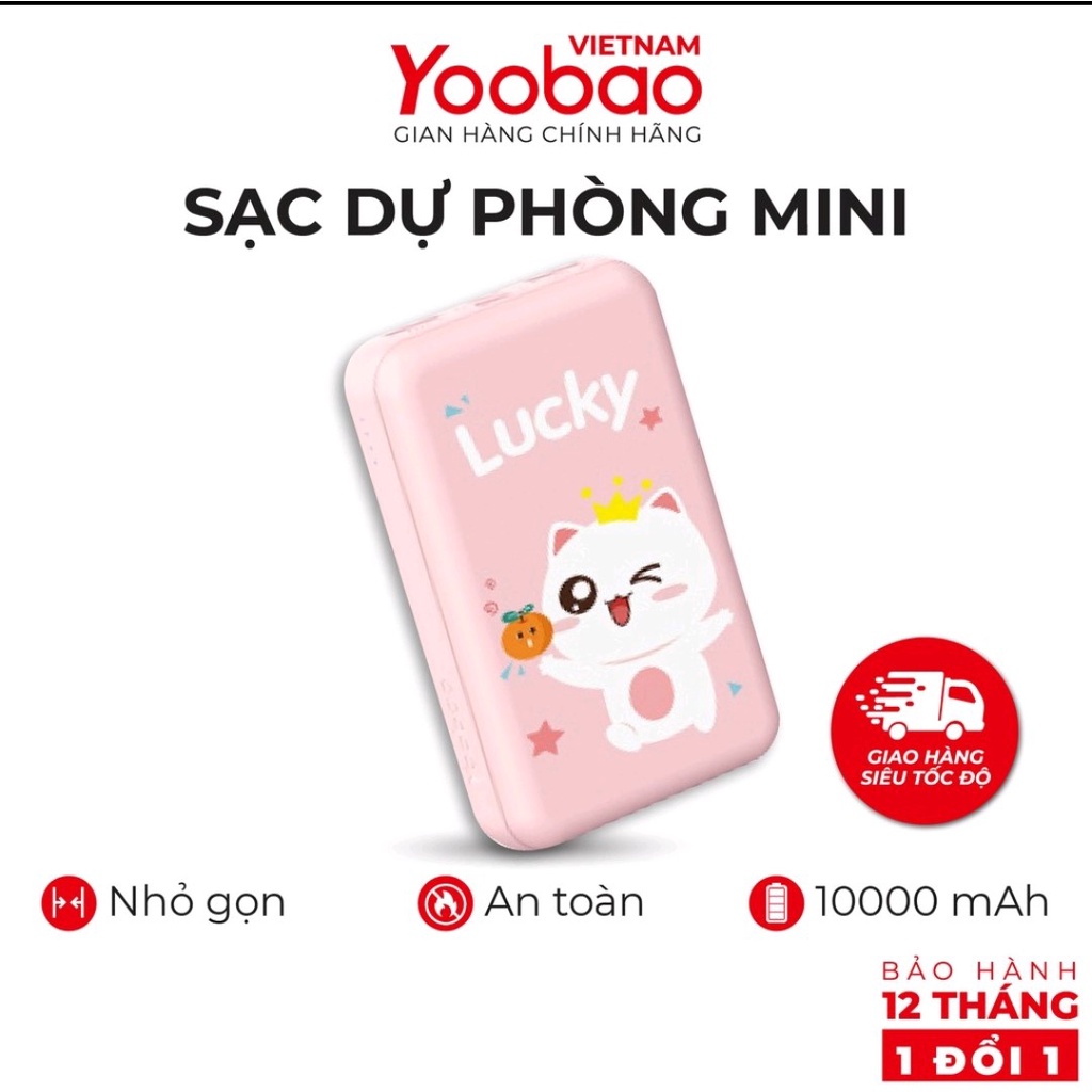 [CHÍNH HÃNG] Sạc dự phòng Yoobao mini 10000mAh P10W 2 đầu vào 2 đầu ra