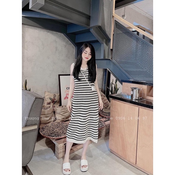 VÁY KẺ BA LỖ DÁNG DÀI XẺ ĐUÔI