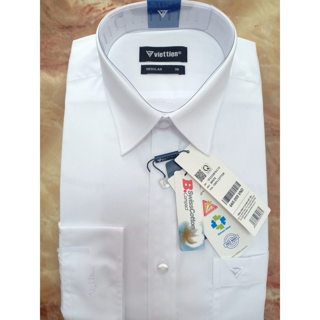 Áo sơ mi trắng dài tay Việt tiến 100% cotton