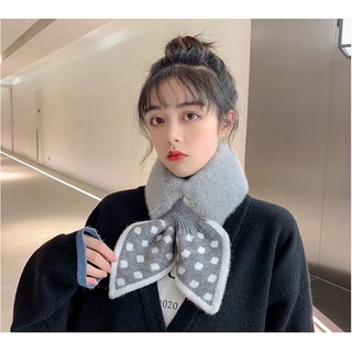 Khăn quàng cổ lông mềm, nơ chấm bi cute