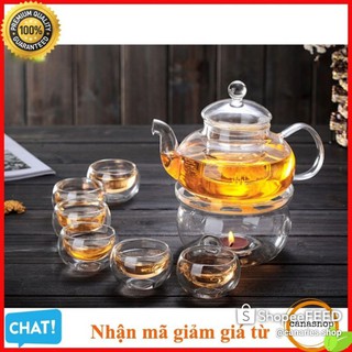 combo 5 bộ ấm trà kèm đế nến và chén