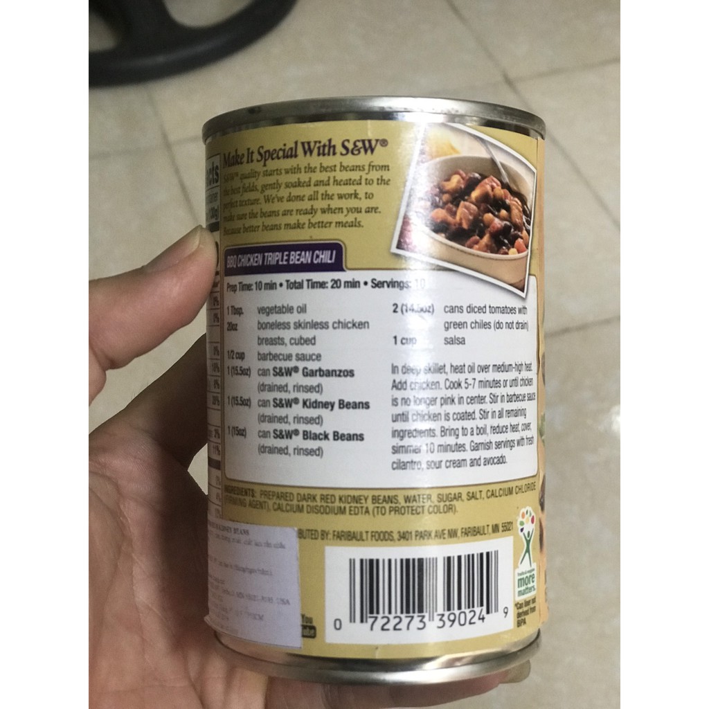 Đậu Thận (Đậu Đỏ Tây) S&amp;W KIDNEY BEANS – hộp 439g