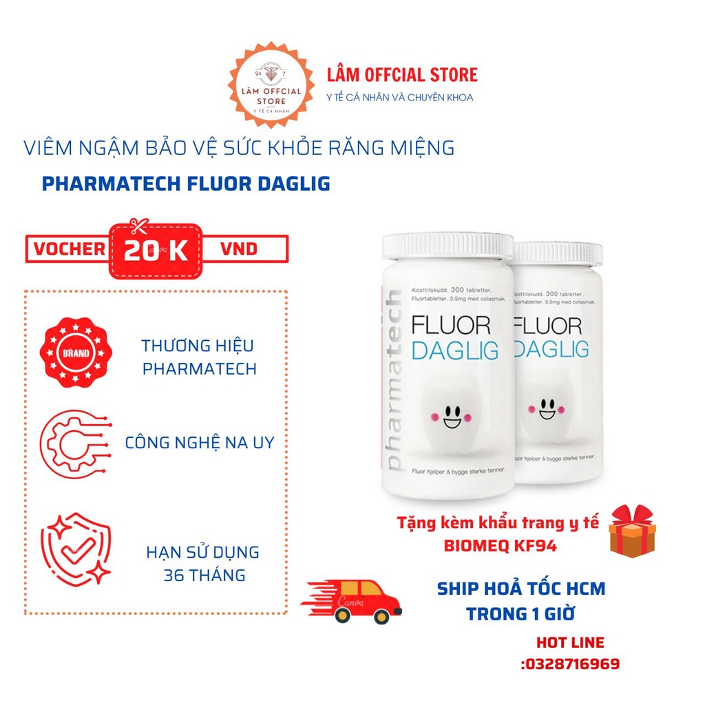 Viên ngậm bảo vệ sức khoẻ răng miệng Pharmatech Fluor Daglig