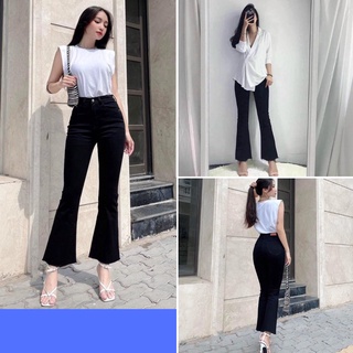 Quần jeans nữ cạp cao, quần jeans ống loe chất co dãn size S M L SKUQ-07B shopcuamem