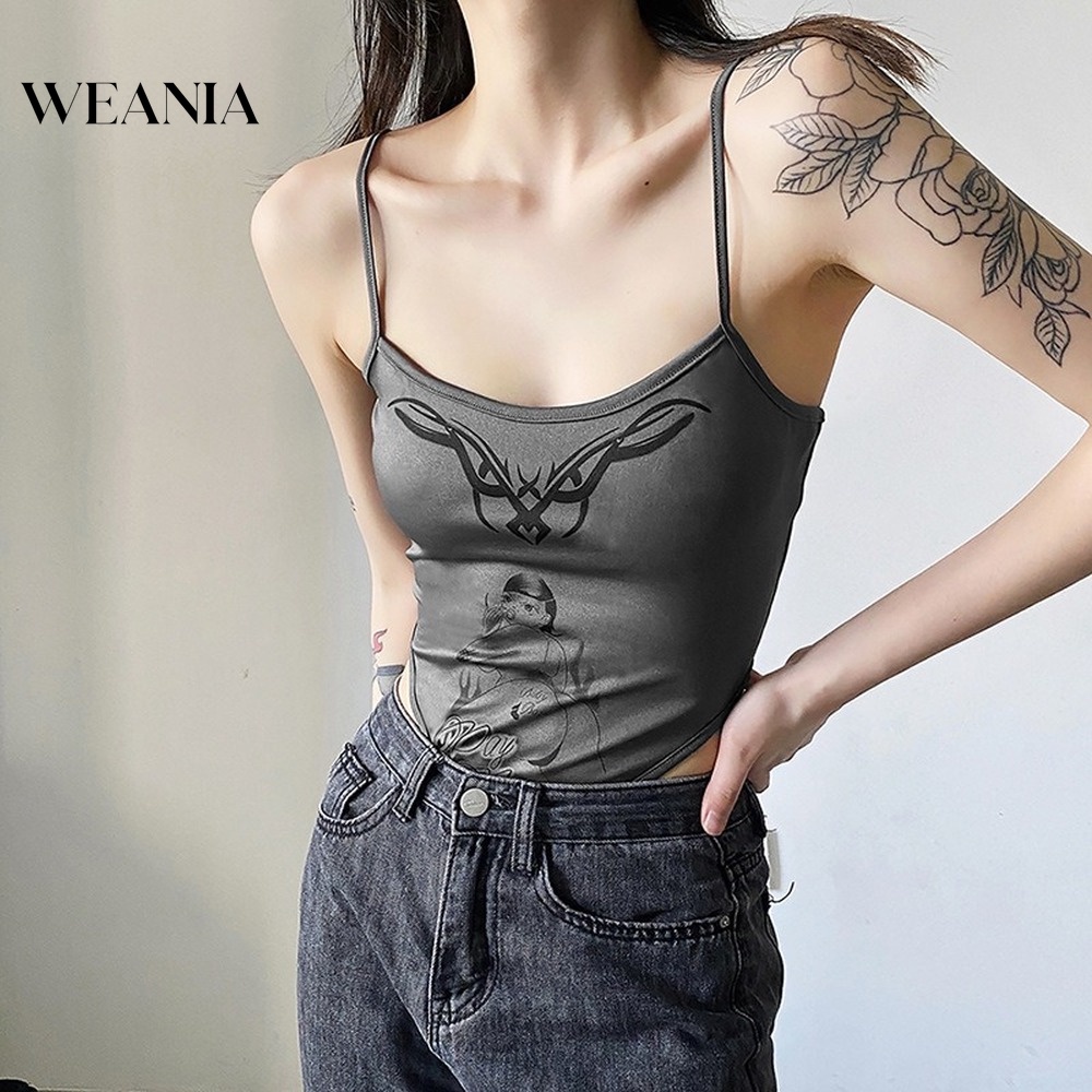 Bộ Áo Liền Quần Hai Dây Hở Lưng In Họa Tiết Gợi Cảm Cho Nữ D0402