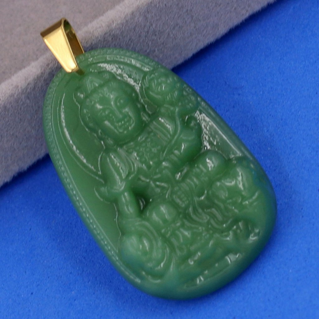 Mặt dây chuyền Phật Phổ hiền xanh 5 cm MVTAXLN2-Hộ mệnh tuổi Thìn và Tỵ