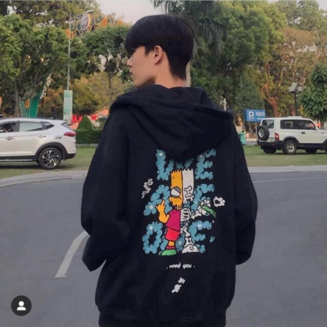 Áo hoodie zip Simpson unisex