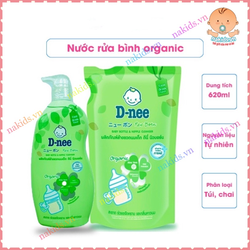 Nước Rửa Bình DNEE Thái Organic An Toàn - 600/620ml Date Mới Nhất