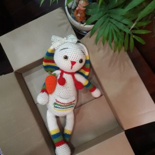 Thú len handmade- Thỏ cầu vồng
