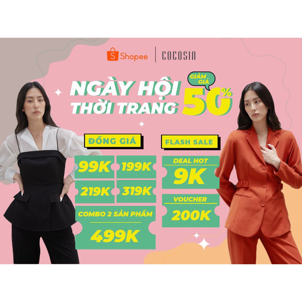 [Mã WABRCCS1 giảm 10% đơn 99K] COCO SIN - Đầm 2 Dây Hồng Dập Ly