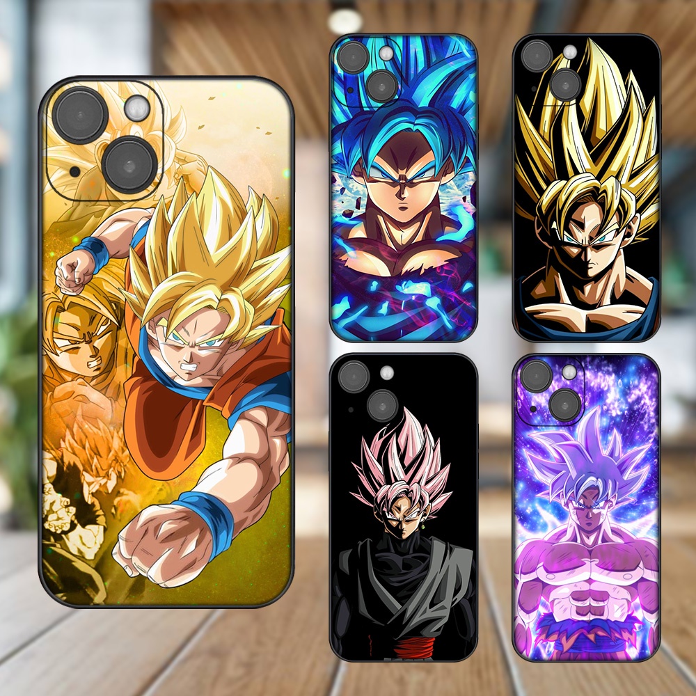 Ốp lưng iPhone 13 dẻo đen cạnh vuông in hình Goku Dragon Ball