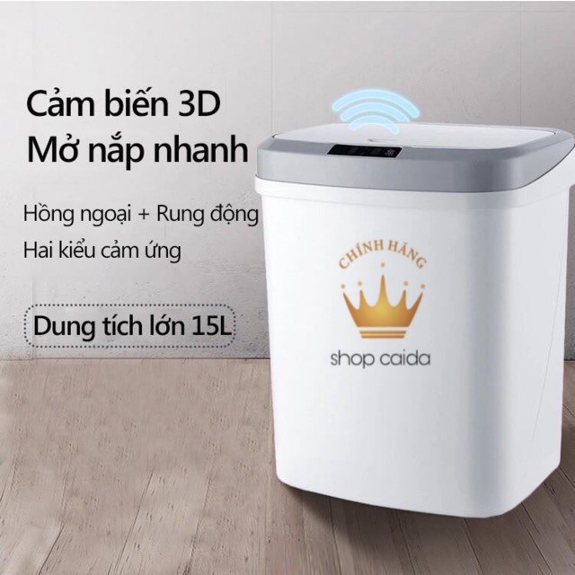 Thùng rác cảm ứng Xiwei [Sẵn Hàng] dung tích 15L cảm ứng sau 0.3s tự động đóng sau 4s sạc pin cổng DC thông dụng