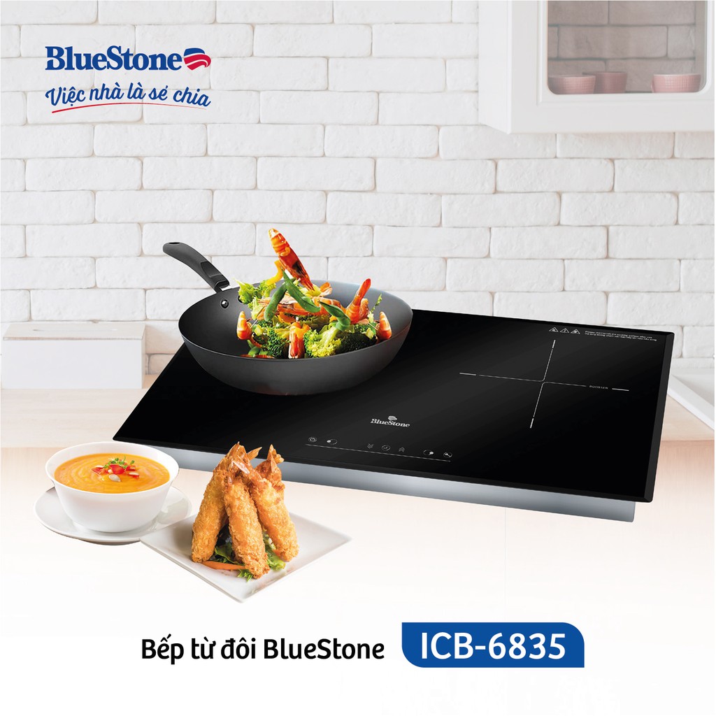 [Miễn phí lắp đặt HCM HN] Bếp Âm Từ Đôi Bluestone ICB-6835 (5200W) Hàng chính hãng