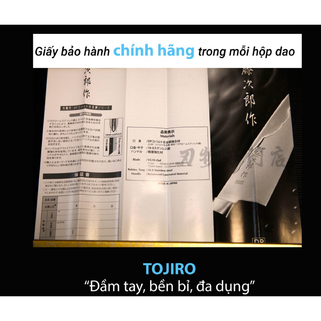 [Chính hãng] Dao Nhật TOJIRO Santoku F659 (170mm) dao thái Nhật thép VG10 37 lớp cao cấp - BH trọn đời, mài lại 2 năm